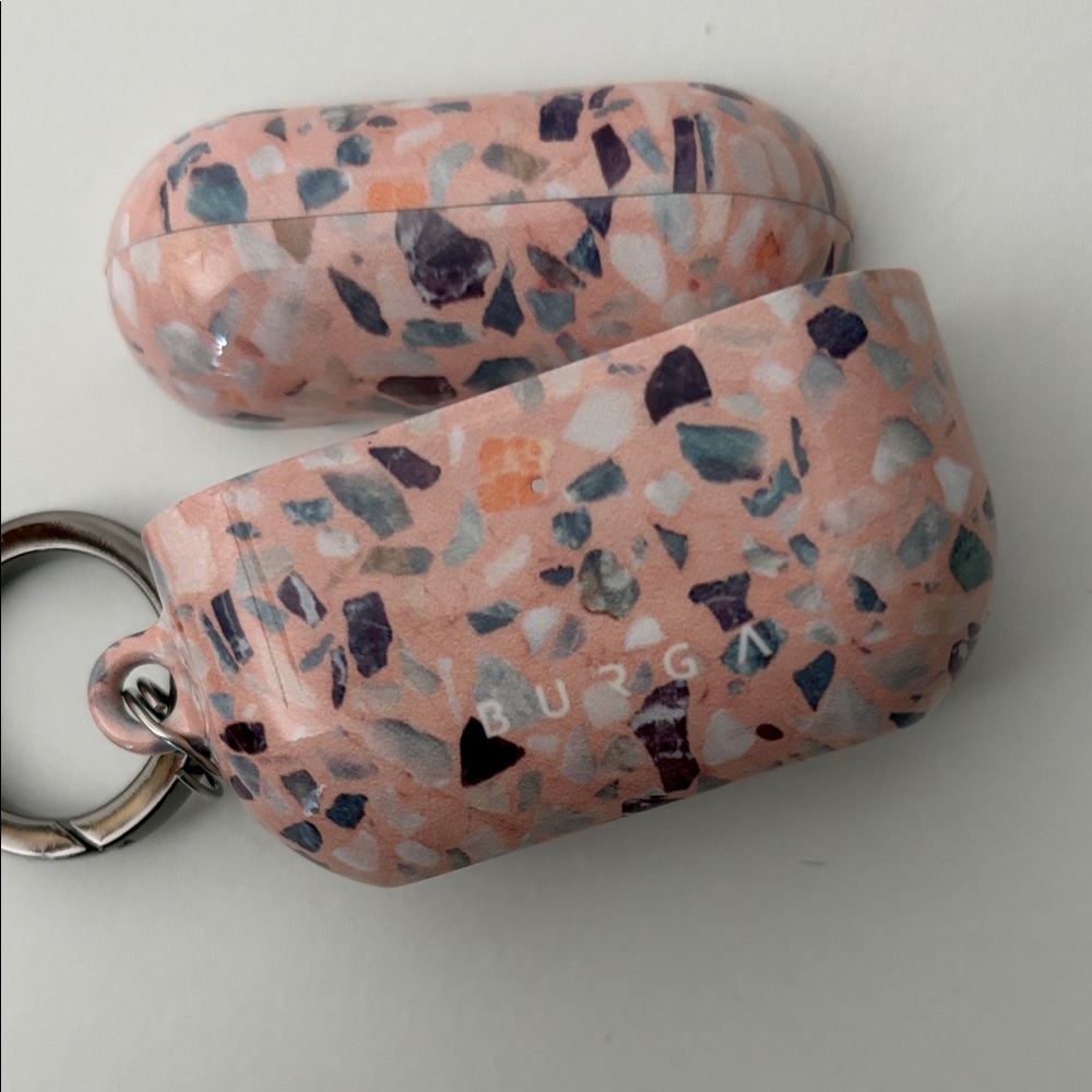Pink Terrazzo AirPods Case with Keyring - Picture 2 of 4
